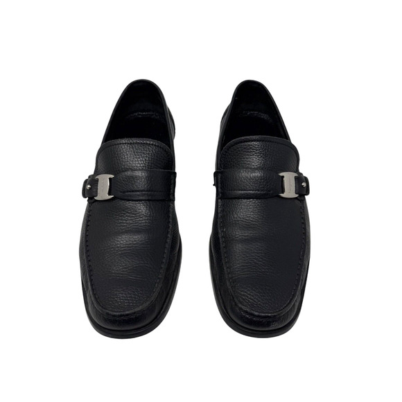 Salvatore Ferragamo Black Leather Men\'s Loafer Shoes Gancini Slip-on Size D 8 main image 5